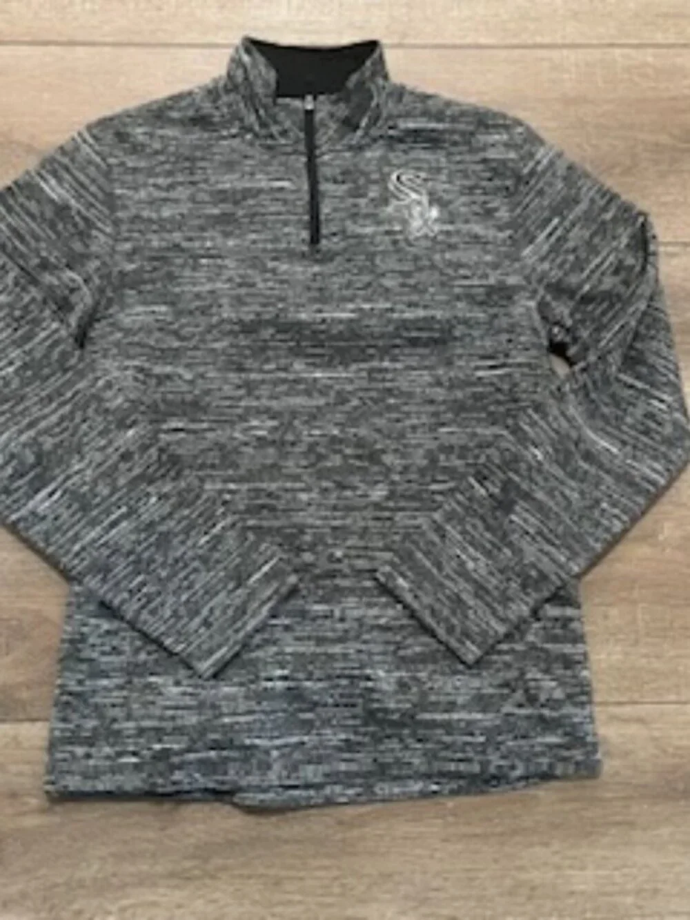 NEW Chicago White Sox 1/4 Zip Sweater &‎ Hat Men’s Medium Gray adjustable cap